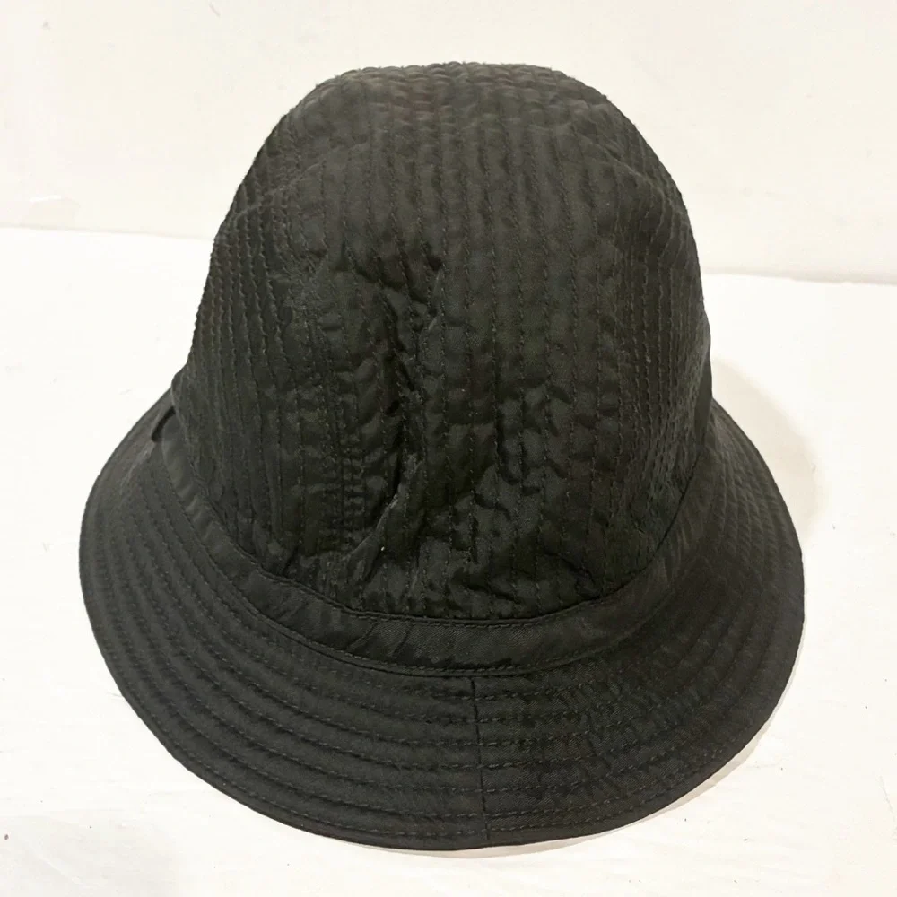 Prada Size Medium Black Quilted Bucket‎ Brimmed Hat Nylon